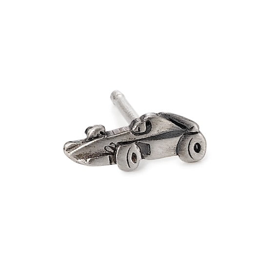 Single stud earring Silver Patinated Racing Car