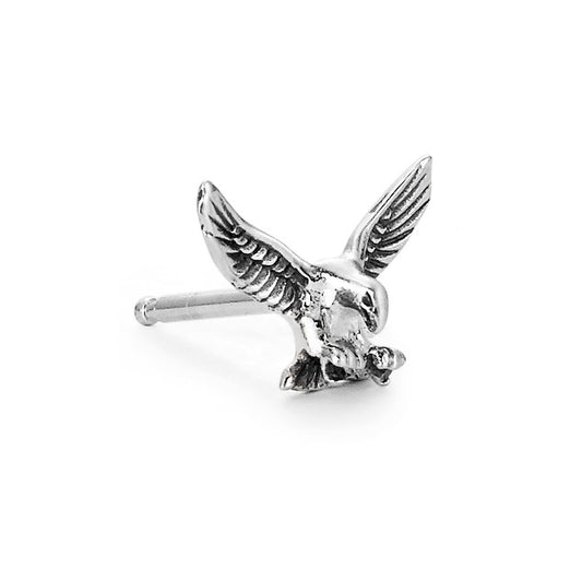 Single stud earring Silver Patinated Eagle