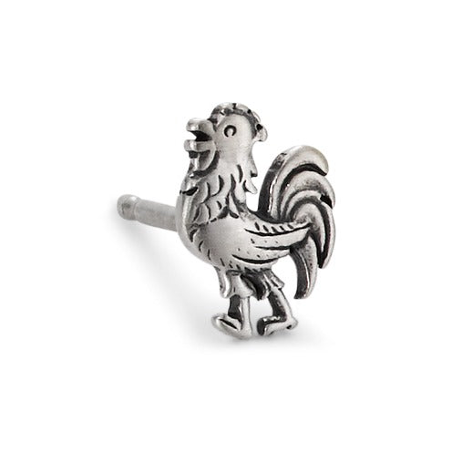 Single stud earring Silver Rooster