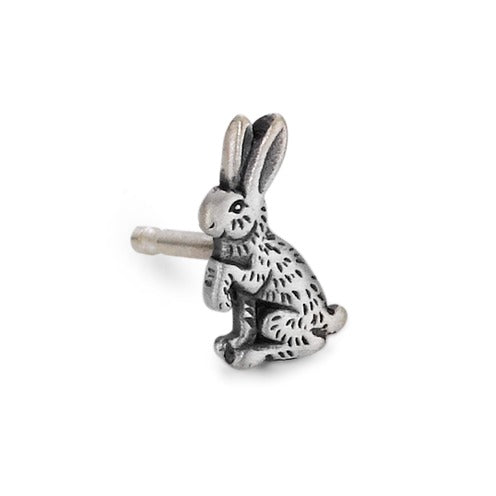 Single stud earring Silver Patinated Hare