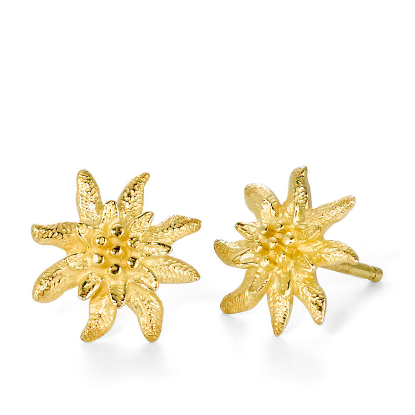 Stud earrings Silver Gold plated Edelweiss Ø12 mm