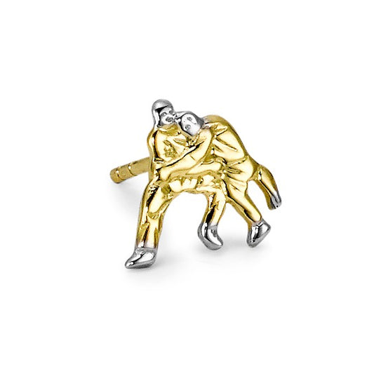 Single stud earring 9k Yellow Gold Swiss Wrestling