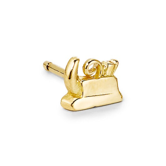 Single stud earring 9k Yellow Gold plane