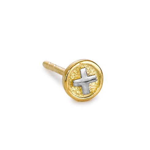 Single stud earring 18k Yellow Gold Swiss Cross Ø5 mm