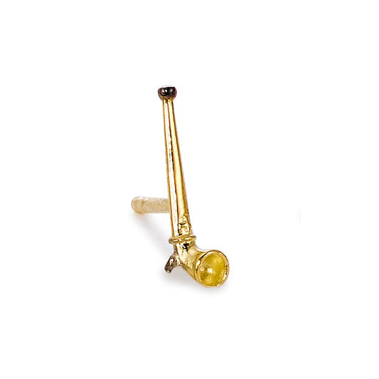 Single stud earring 18k Yellow Gold Alphorn