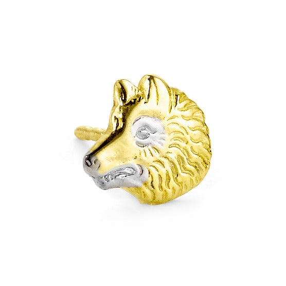 Single stud earring 18k Yellow Gold Dog