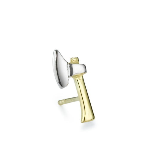 Single stud earring 18k Yellow Gold Hatchet