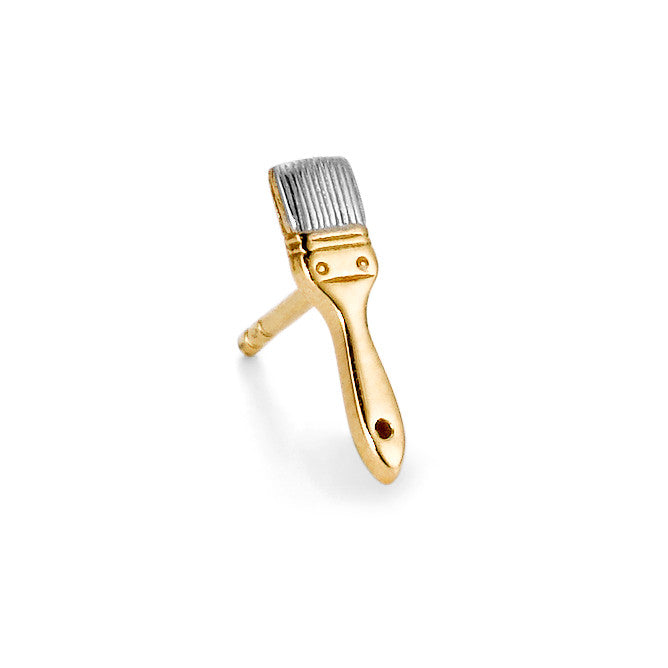 Single stud earring 18k Yellow Gold Paintbrush