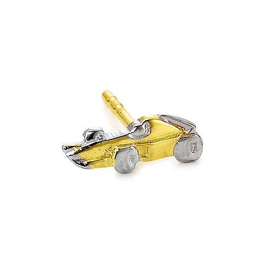 Single stud earring 18k Yellow Gold Racing Car