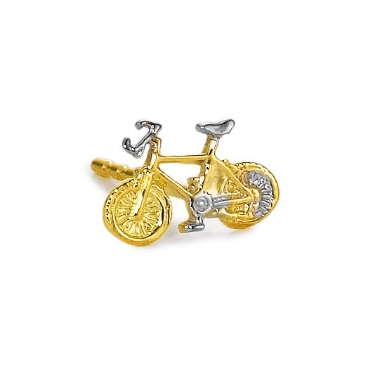 Single stud earring 18k Yellow Gold Mountain Bike