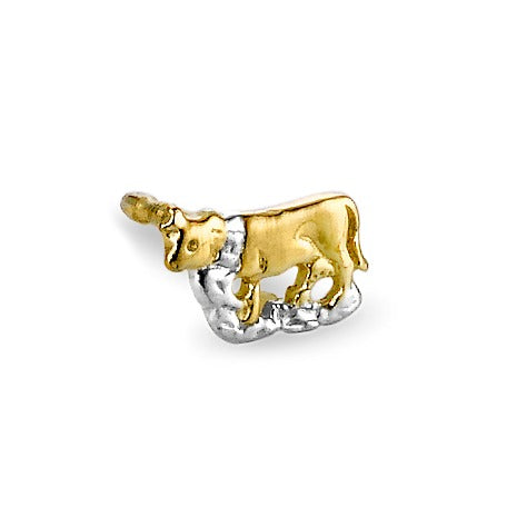 Single stud earring 18k Yellow Gold Cow