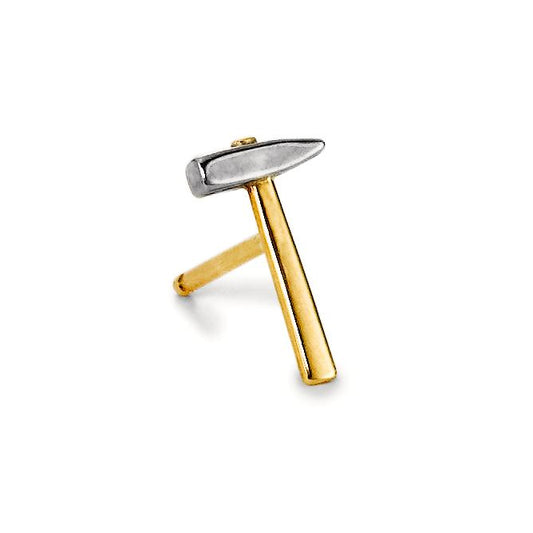 Single stud earring 18k Yellow Gold Hammer