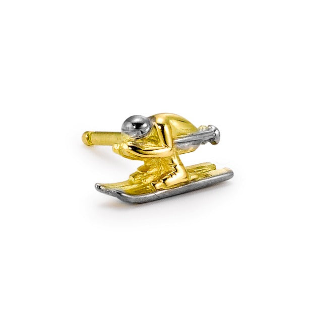 Single stud earring 18k Yellow Gold Skiing