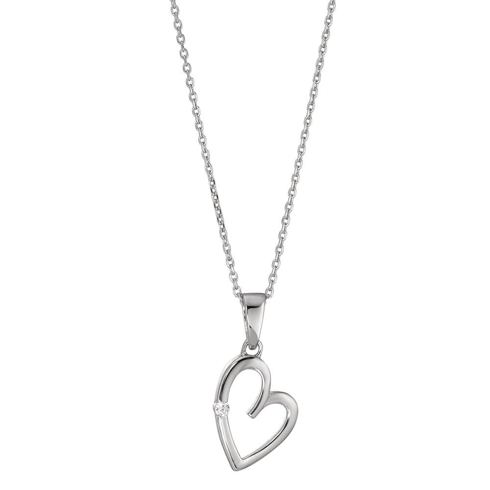 Necklace with pendant Silver Zirconia White Rhodium plated Heart 40-42 cm