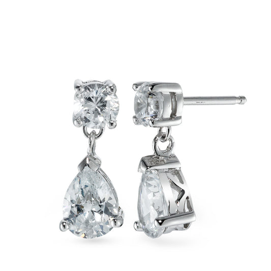 Drop Earrings Silver Zirconia 4 Stones Rhodium plated