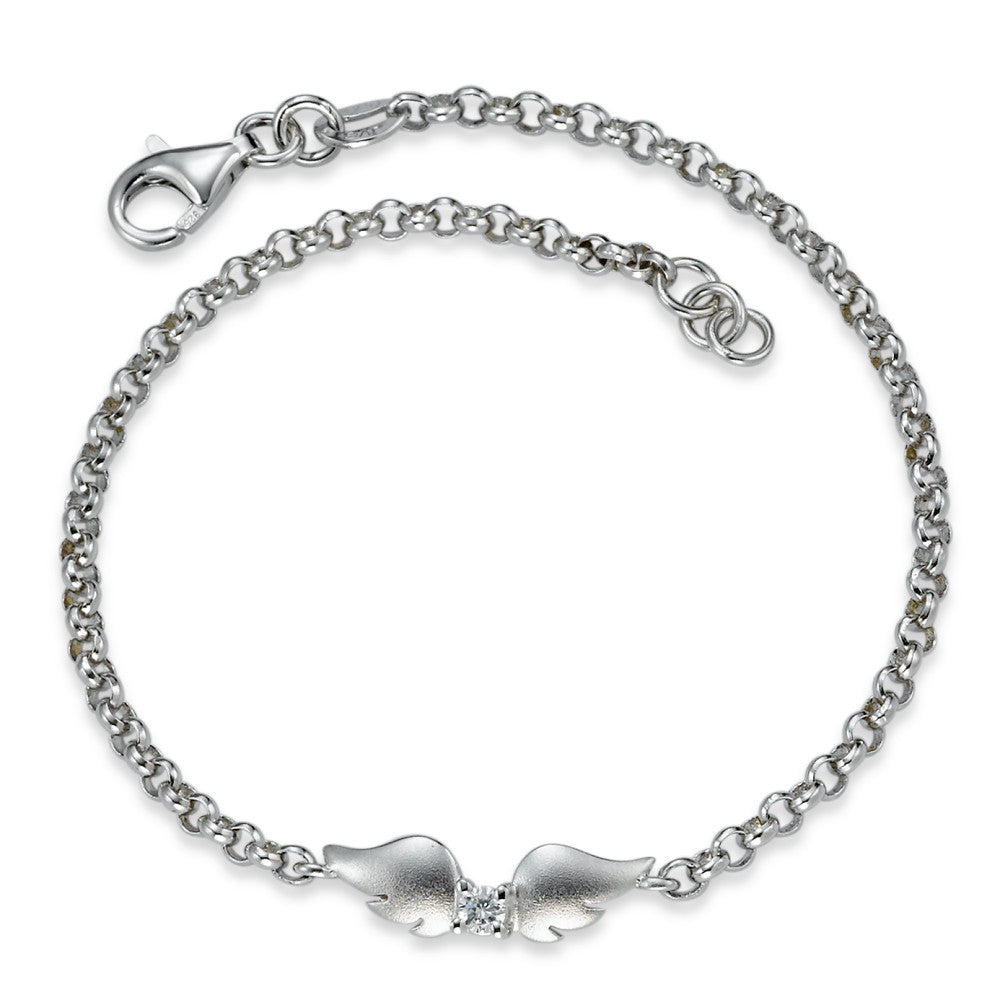 Bracelet Silver Zirconia Rhodium plated Wing 18.5 cm Ø2.2 mm