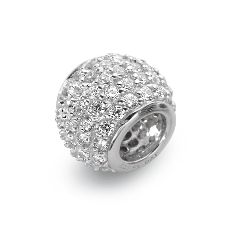 Beads Silver Zirconia Rhodium plated