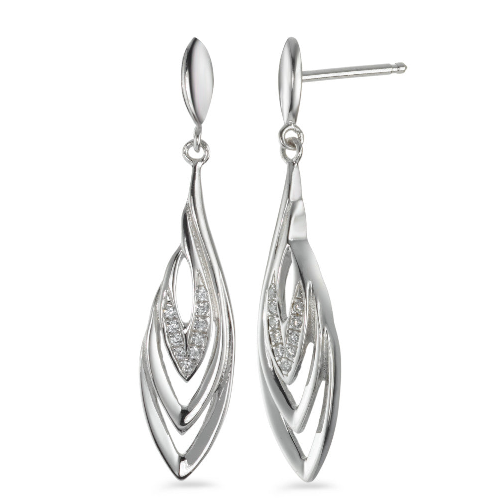 Drop Earrings Silver Zirconia 20 Stones Rhodium plated