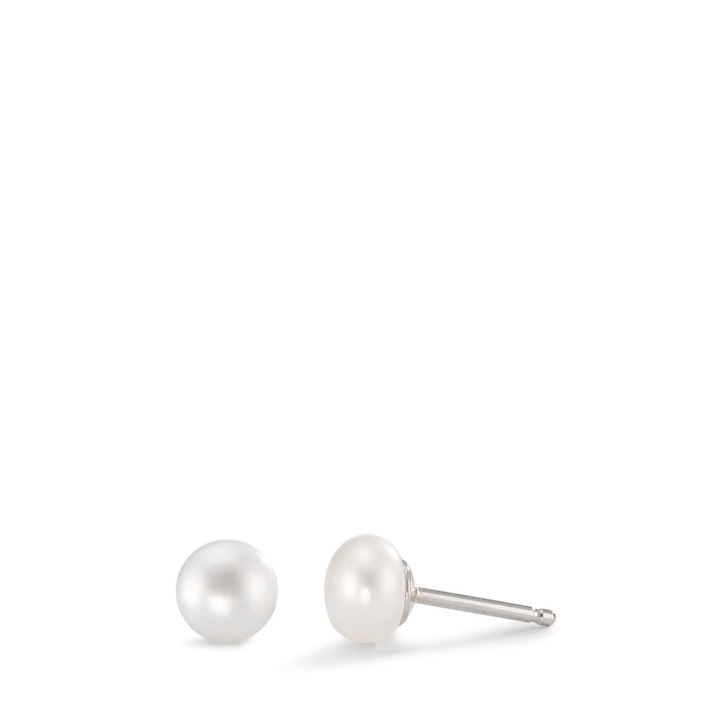 Stud earrings Silver Rhodium plated Freshwater pearl