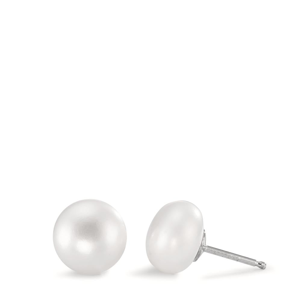 Stud earrings Silver Rhodium plated Freshwater pearl