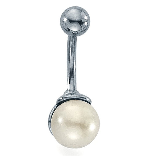 Navel piercing Stainless steel Shining pearls