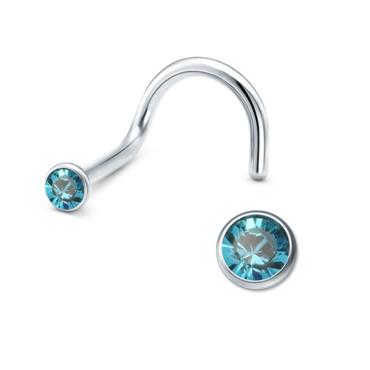 Nose Stud Stainless steel Zirconia Blue Ø2.5 mm