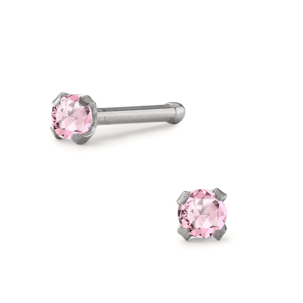 Nose Stud Stainless steel Crystal Rose Ø2 mm