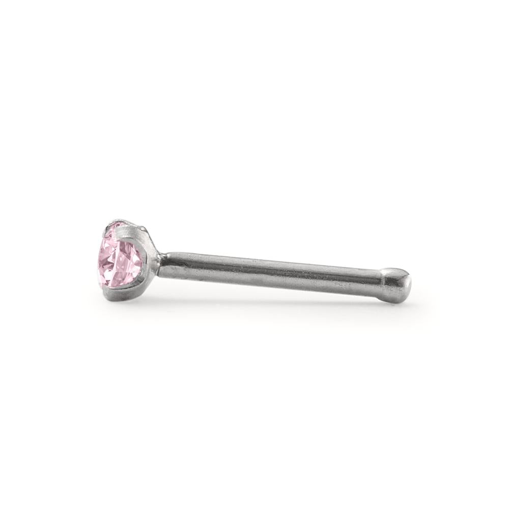 Nose Stud Stainless steel Crystal Rose Ø2 mm