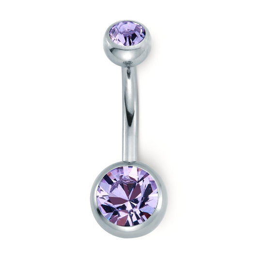 Navel piercing Stainless steel Crystal Lavender, round, 6 mm