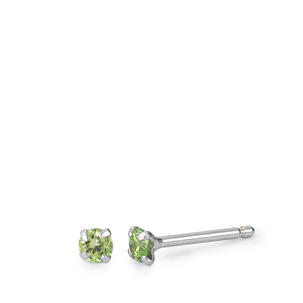 Stud earrings Silver Zirconia Rhodium plated Ø3 mm