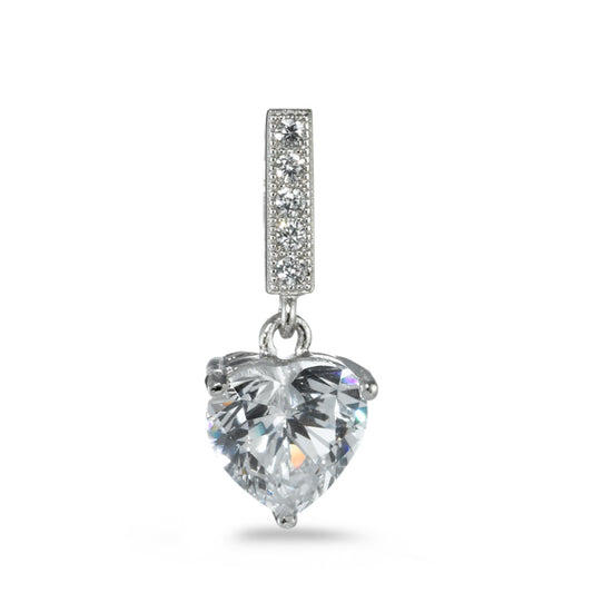 Pendant Silver Zirconia White, 6 Stones Rhodium plated Heart