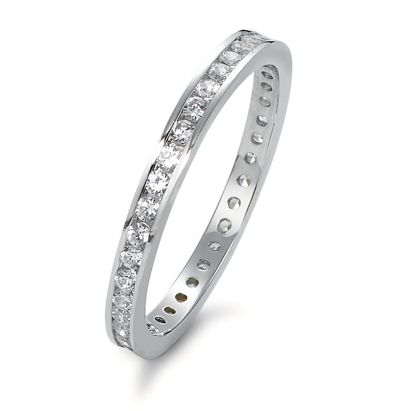 Memory ring Silver Zirconia White Rhodium plated