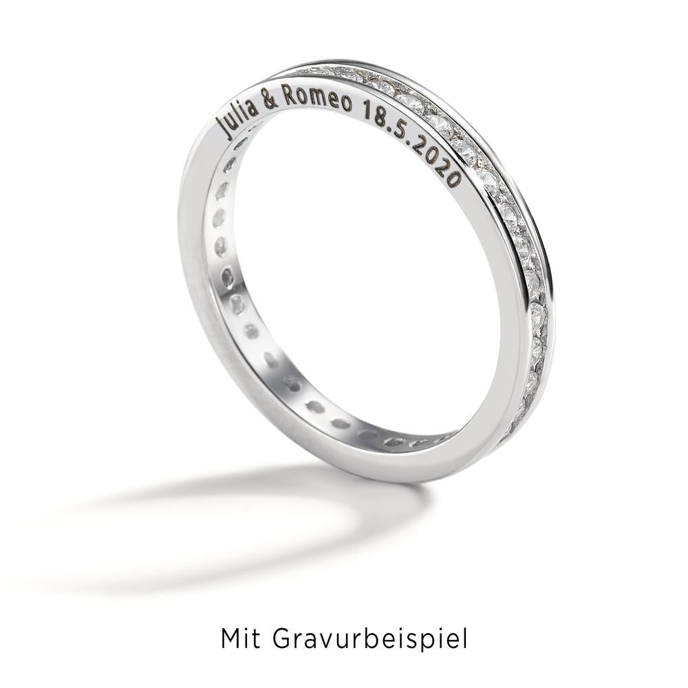 Memory ring Silver Zirconia White Rhodium plated