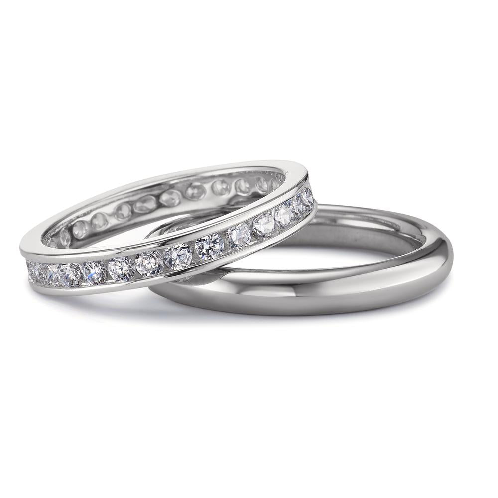 Memory ring Silver Zirconia White Rhodium plated