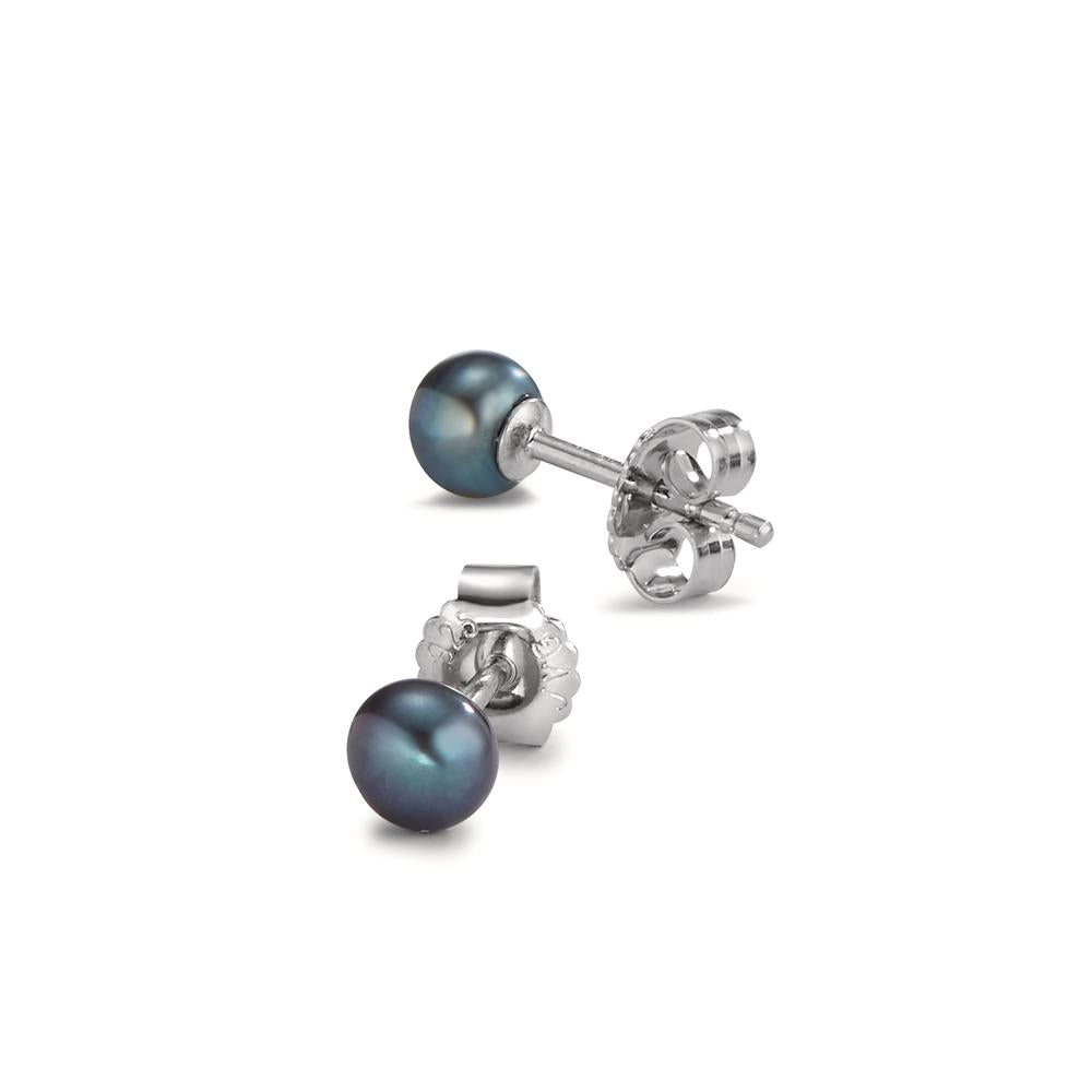 Stud earrings Silver Rhodium plated Freshwater pearl