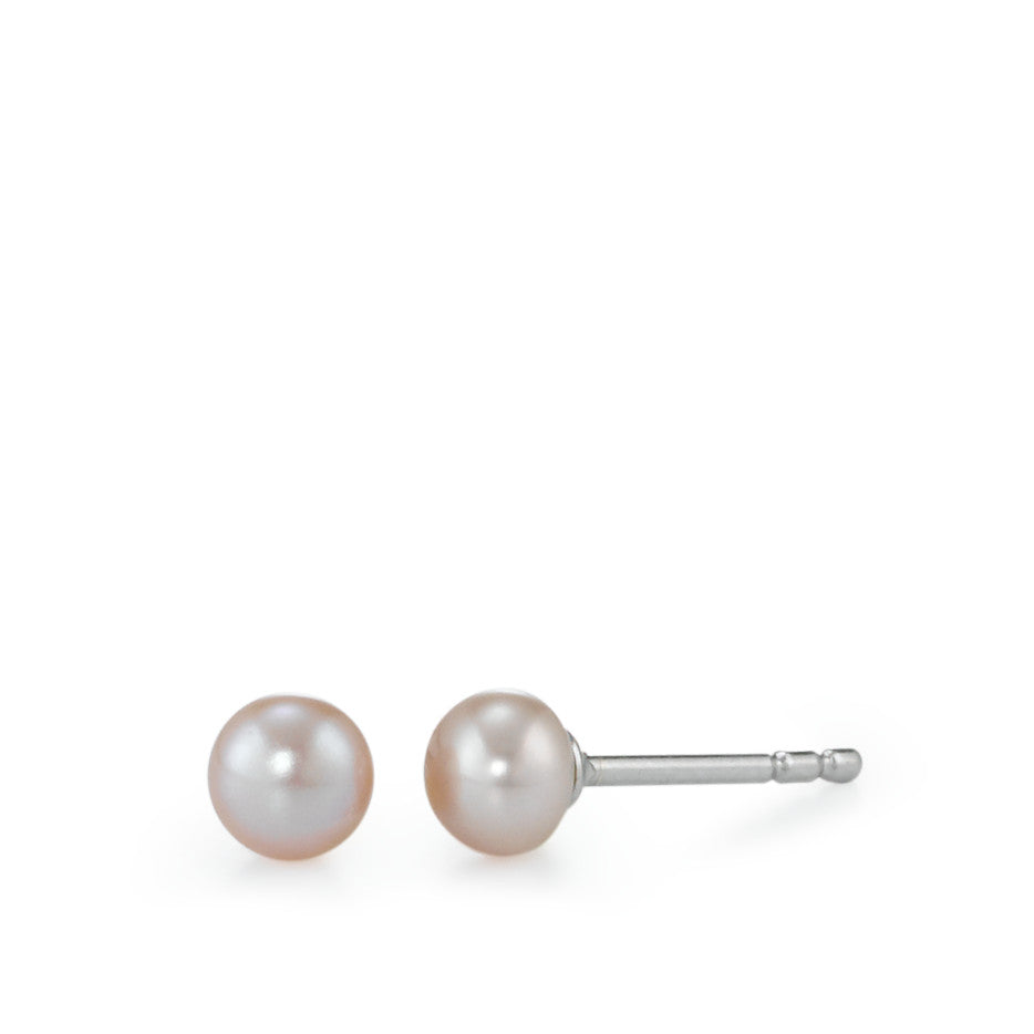 Stud earrings Silver Rhodium plated Freshwater pearl