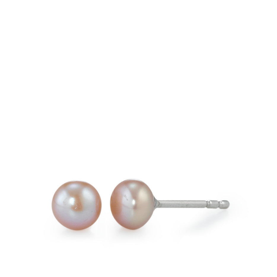 Stud earrings Silver Rhodium plated Freshwater pearl