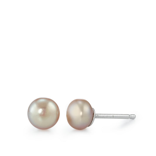 Stud earrings Silver Rhodium plated Freshwater pearl