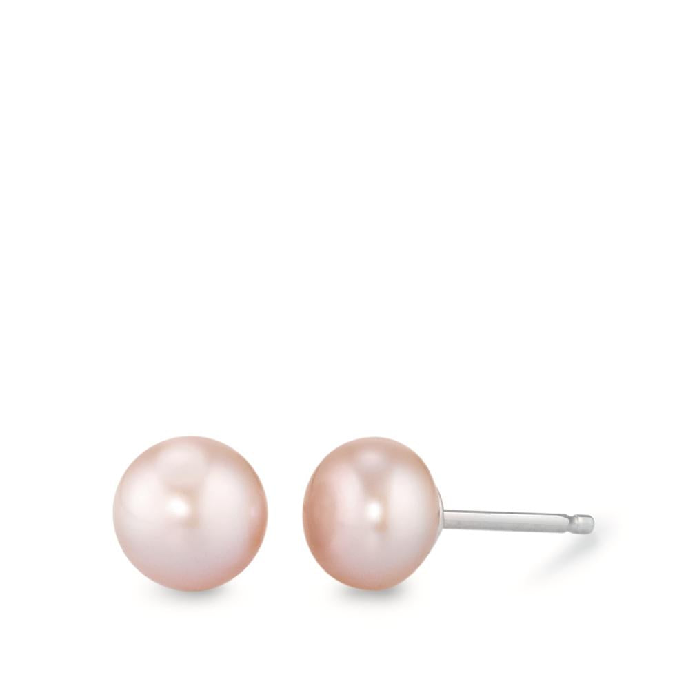 Stud earrings Silver Rhodium plated Freshwater pearl