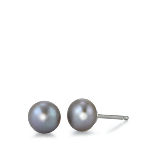 Stud earrings Silver Rhodium plated Freshwater pearl