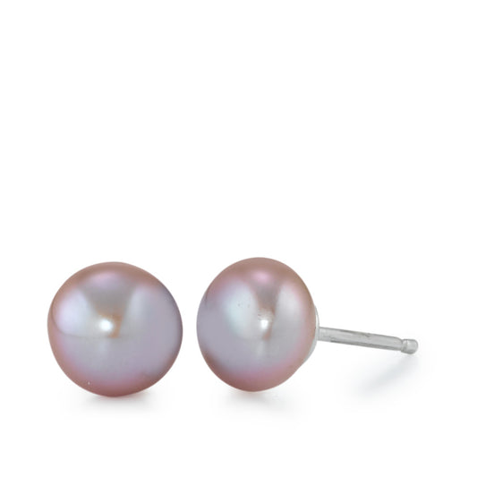 Stud earrings Silver Rhodium plated Freshwater pearl