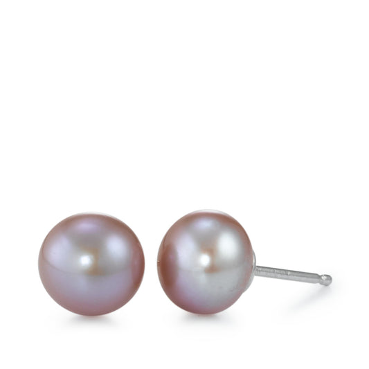 Stud earrings Silver Rhodium plated Freshwater pearl