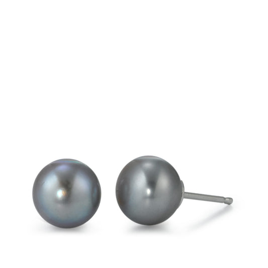 Stud earrings Silver Rhodium plated Freshwater pearl