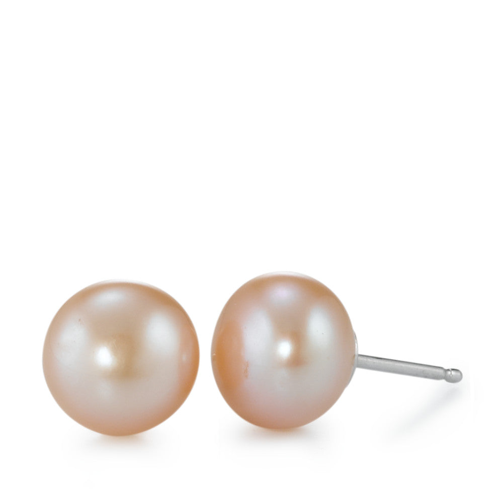 Stud earrings Silver Rhodium plated Freshwater pearl