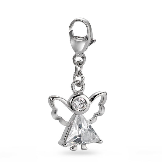 Charms Silver Zirconia White, 2 Stones Rhodium plated Angel