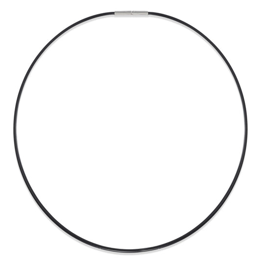 Necklace Rubber, Stainless steel 50 cm