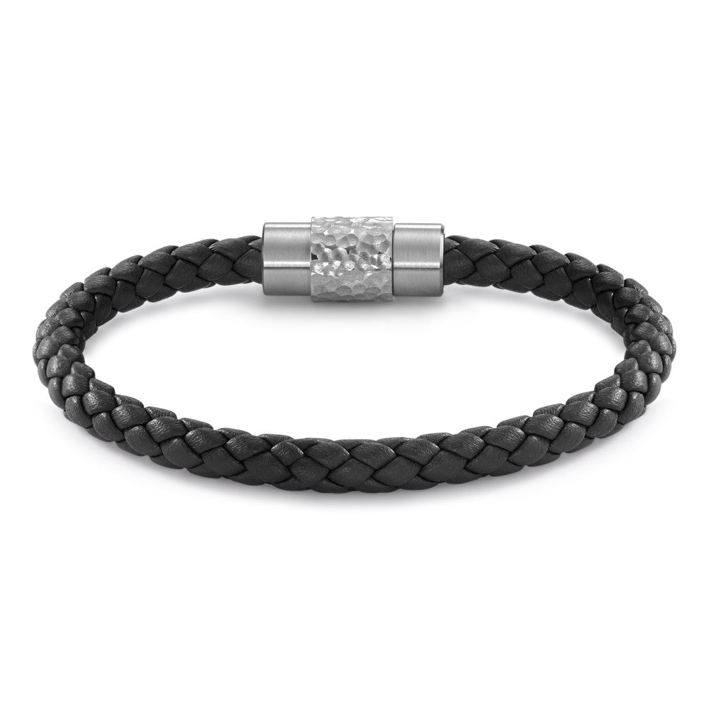 Bracelet Stainless steel, Leather 23 cm Ø6.5 mm