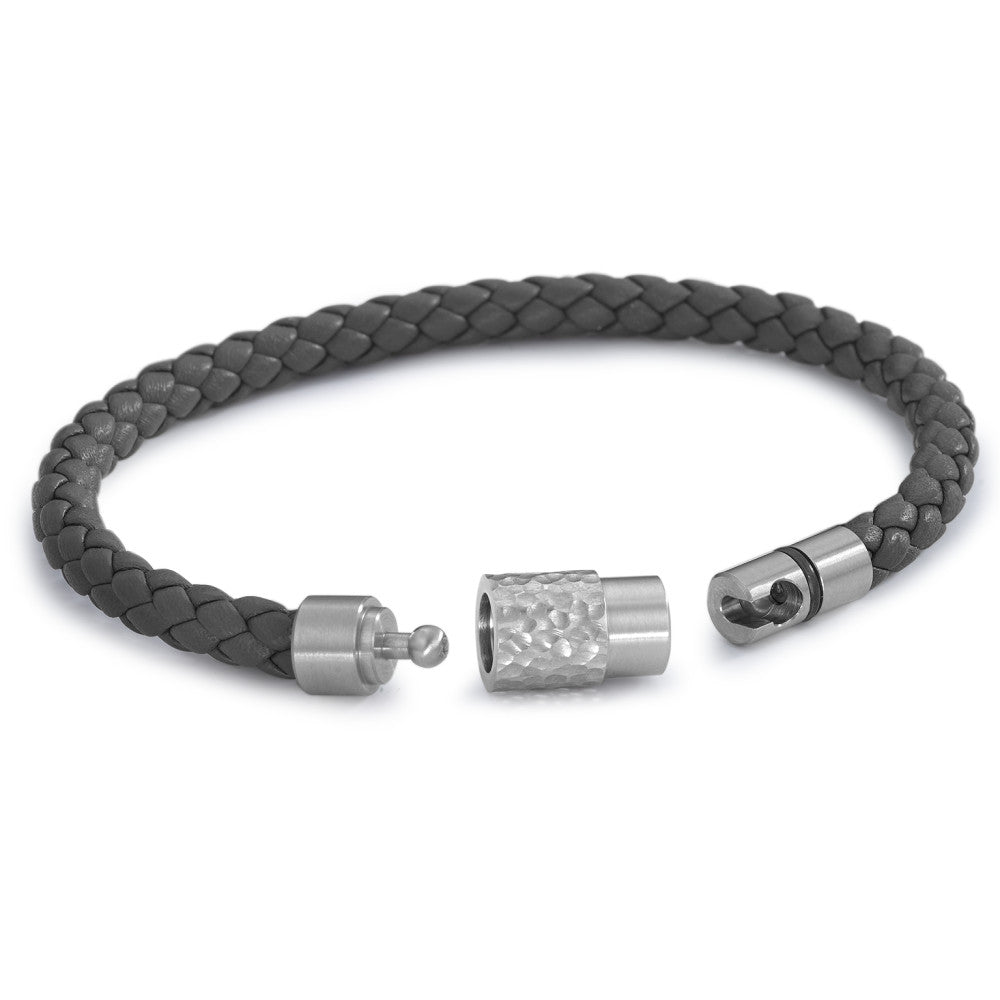 Bracelet Stainless steel, Leather 23 cm Ø6.5 mm