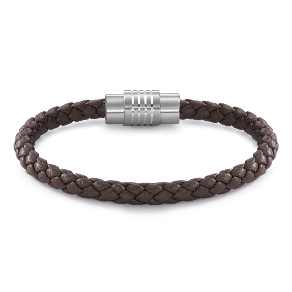 Bracelet Stainless steel, Leather 20 cm Ø6.5 mm