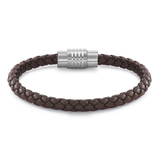 Bracelet Stainless steel, Leather 20 cm Ø6.5 mm